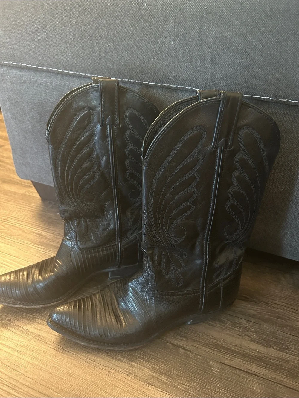 Vintage Code West All-Leather Lizard Western Cowboy Boots, 8 size